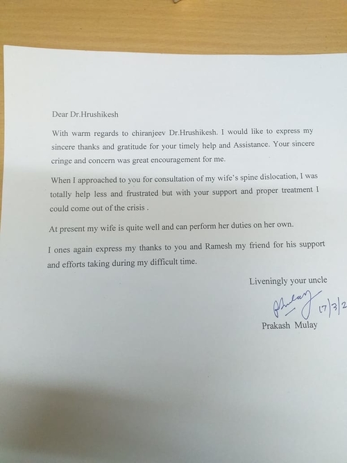 Patient Testimonials | Dr. Saraf's Joints Clinic | Karve Road , Pune